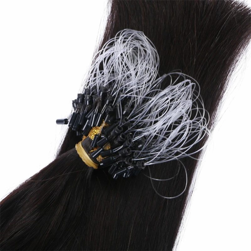 20inch Straight Micro Ring Virgin Hair Extensions Red Remy Natural Color Brown Micro Bead Loop Human Hair Extension 14-26inch