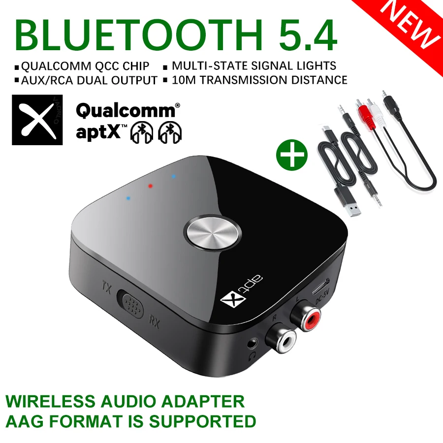 Bluetooth 5.4 Audio Transmitter & Receiver with Multipoint & HiFi Stereo