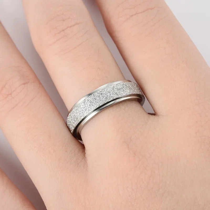 2025 Fashion Style Glatt drehbare Edelstahlringe für Männer und Frauen, 6 mm, druckbeständig, Geschenkschmuck_voghion.com