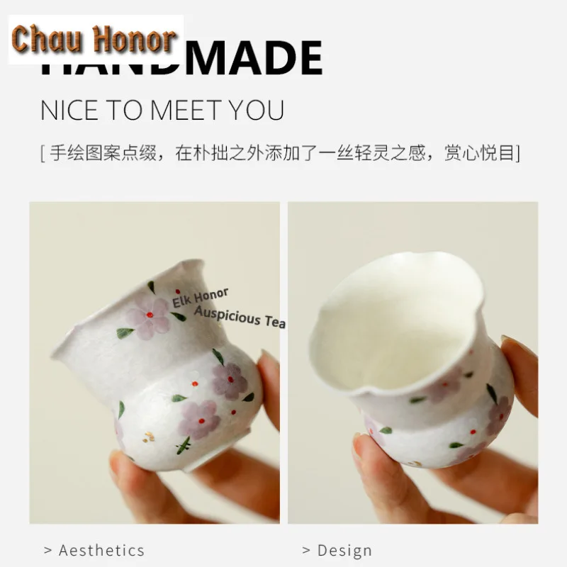 1pc 45ml Hand-painted Cherry Blossoms Teacup Zen Tea Bowl Tea Pair Tea-tasting Meditation Cup Chazhan Master Cups Chinese Teaset