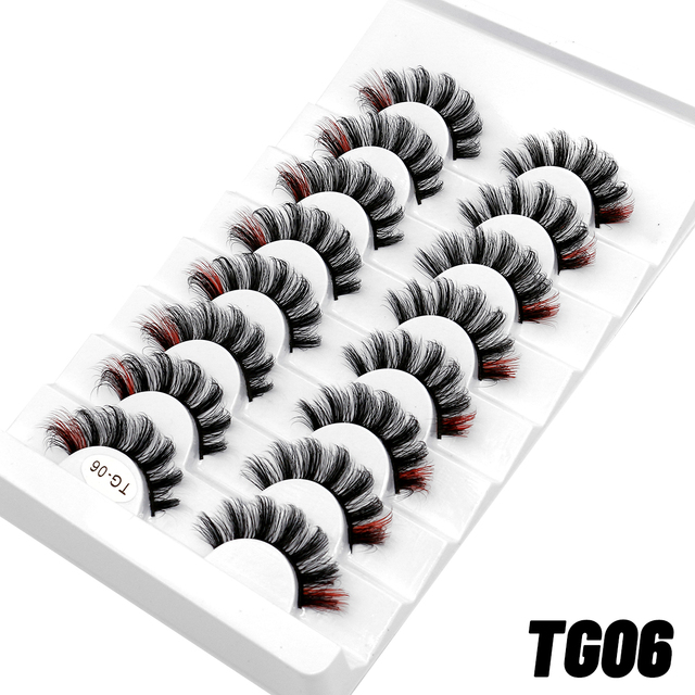 5/8pairs Colored Eyelashes Wispy Mink Lashes Natural Fluffy Cat Eye Lashes Strip 5D False Eyelashes Eyelash Extension