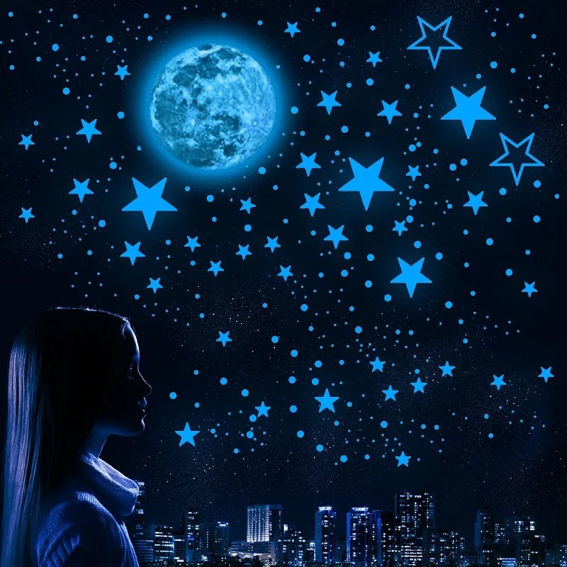 Glow in The Dark Stars Wall Stickers,Bright and Realistic Stars and Moon,Shining Starry Sky Wall Decals Decor for Girls and Boy jimmy scott – moon glow 1 cd