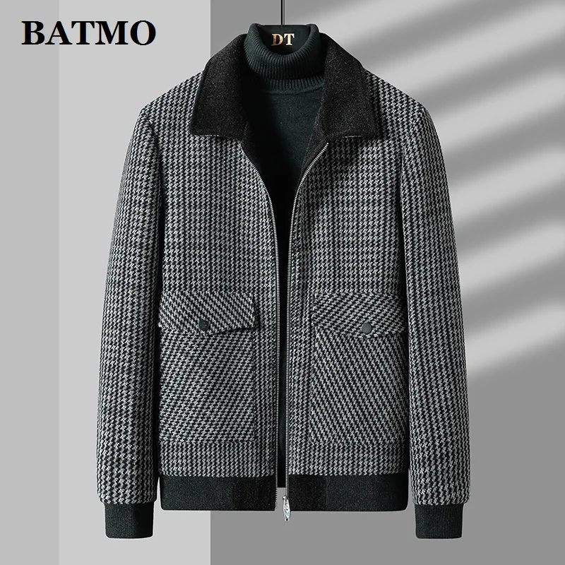 

BATMO 2022 new arrival autumn wool casual plaid jackets men,men's wool coat,size M-4XL M82218