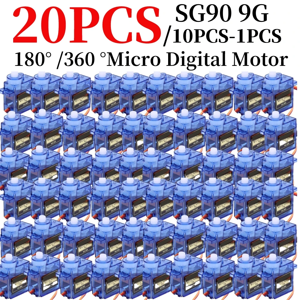 SG90 9G mikro digitální servo motorový 180/360 stupňů miniaturní servo motorový pro RC helikoptéra letadlo letounu