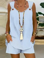 Plus Size Summer striped lady suit - Image 2