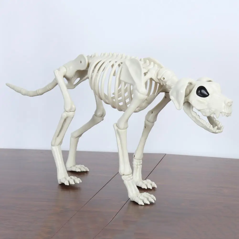 Halloween Skeleton Dog Skeleton Animal Plastic Puppy with Posable Joints Halloween Party Favors Decor for Yard Garden Lawn Patio 4