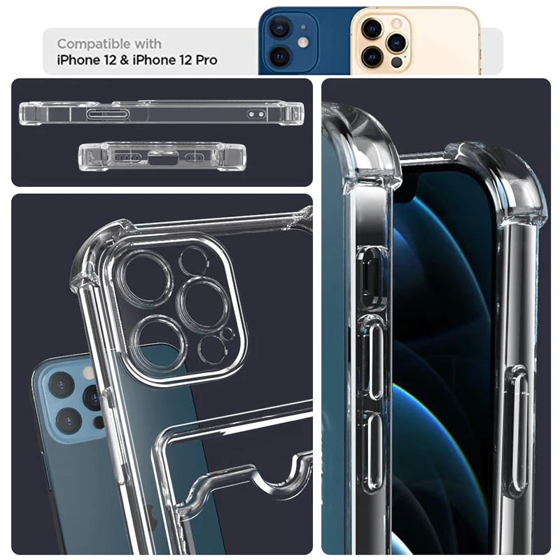 Universal Transparent Card Slot Phone Case with Back Cover
