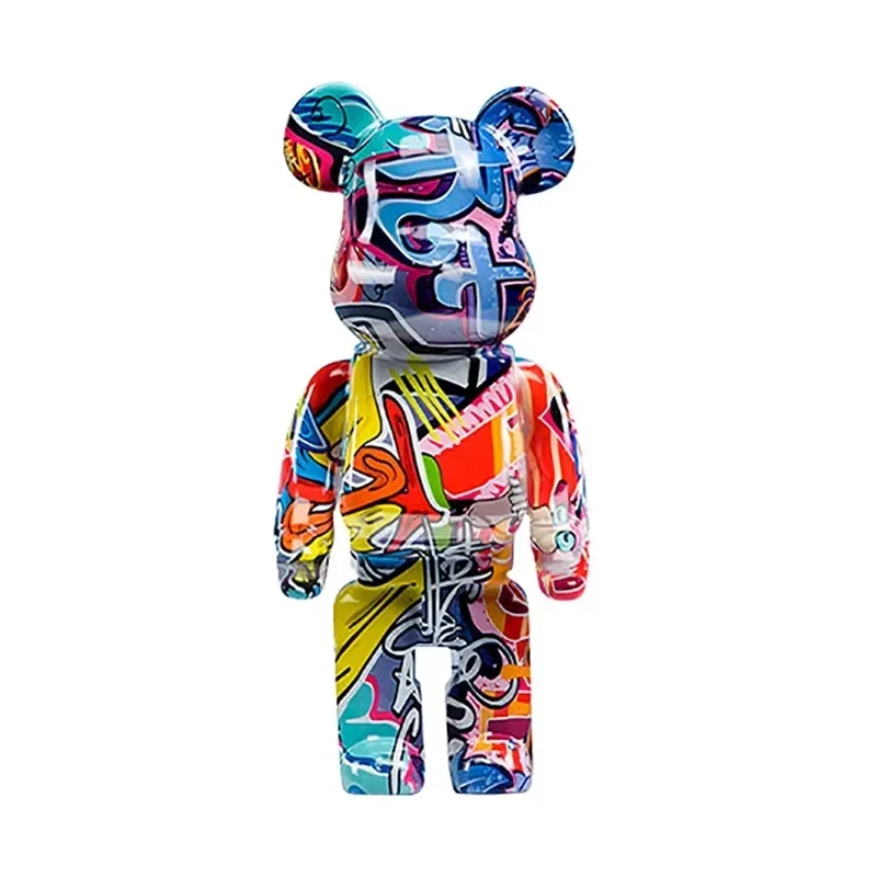 

Hot selling 27cm graffiti bear statue home decoration office room sculpture dining table decoration art accessories