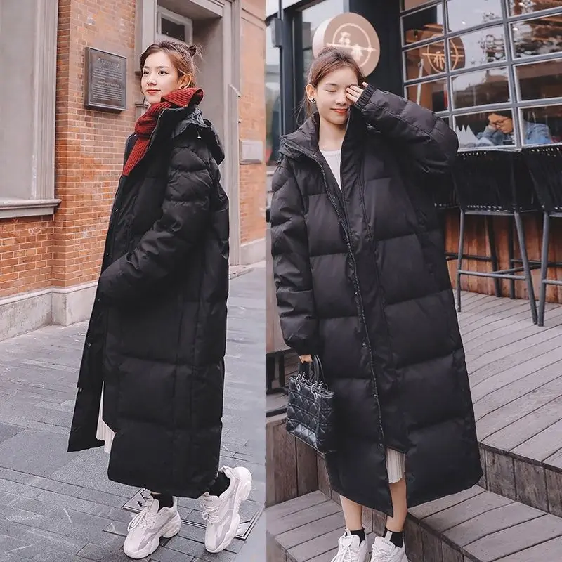 

2024 New Winter Women Stand Collar Thicken X-Long Bread Fluffy Puffer Coat Oversize White Duck Down Jacket Snow Outerwear L302