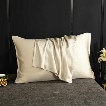 Federa in seta di gelso Fodere per cuscini da letto Bianco Nero Grigio Champagne Oro Custodie di lusso Biancheria da letto per la casa Standard Queen Size 1