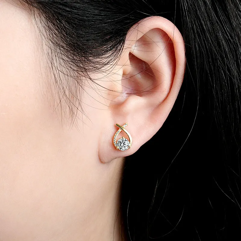 Ehhai 5 mm runder Moissanit-Piercing-Ohrring im Vintage-Stil, Wassertropfen-Ohrstecker für Damen und Mädchen, 14 Karat Gold gefüllt, edler Schmuck, Geschenk, Aretes – Detail 10