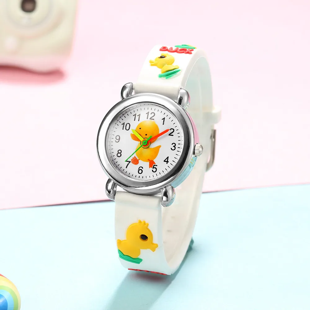 cute sweet silicone band Duck style Children's cartoon watch 6
