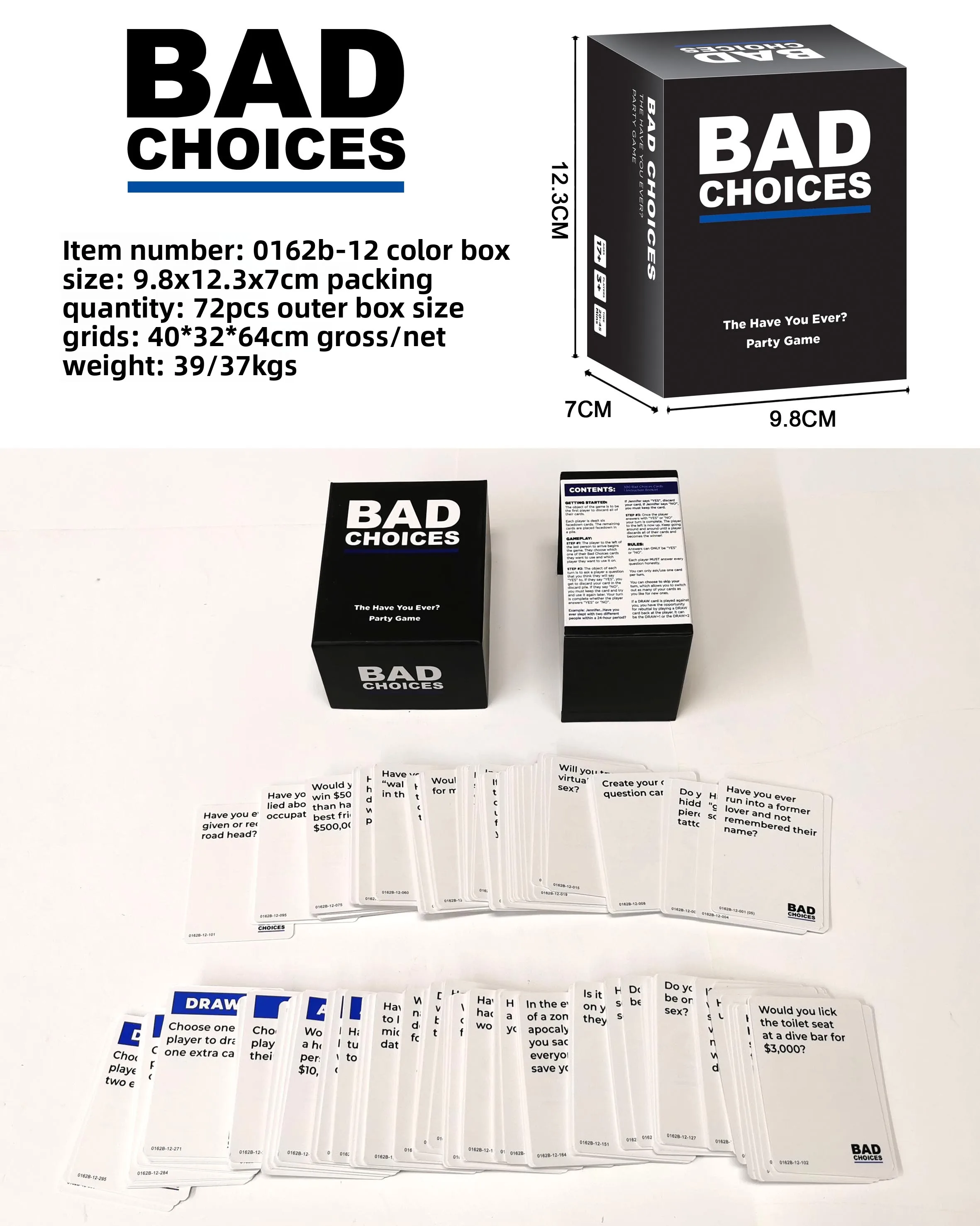 Bad Choices Card Game - Hilarious Adult Party Game for Friends & Game Nights - 300 Cards, Ages 17+, 3-10 Players