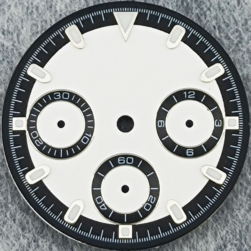 29.5mm Green Luminous Chronograph Dial with 6 Hands for Quartz Movement Watches