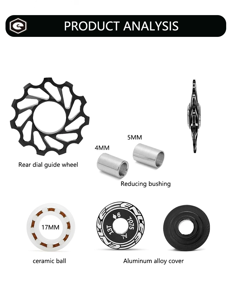 ENLEE11T/13T Jockey Wheel Rear Derailleur Bicycle Bearing Pulley For MTB Mountain Road Bike Aluminum Alloy Metal Guide Bearing