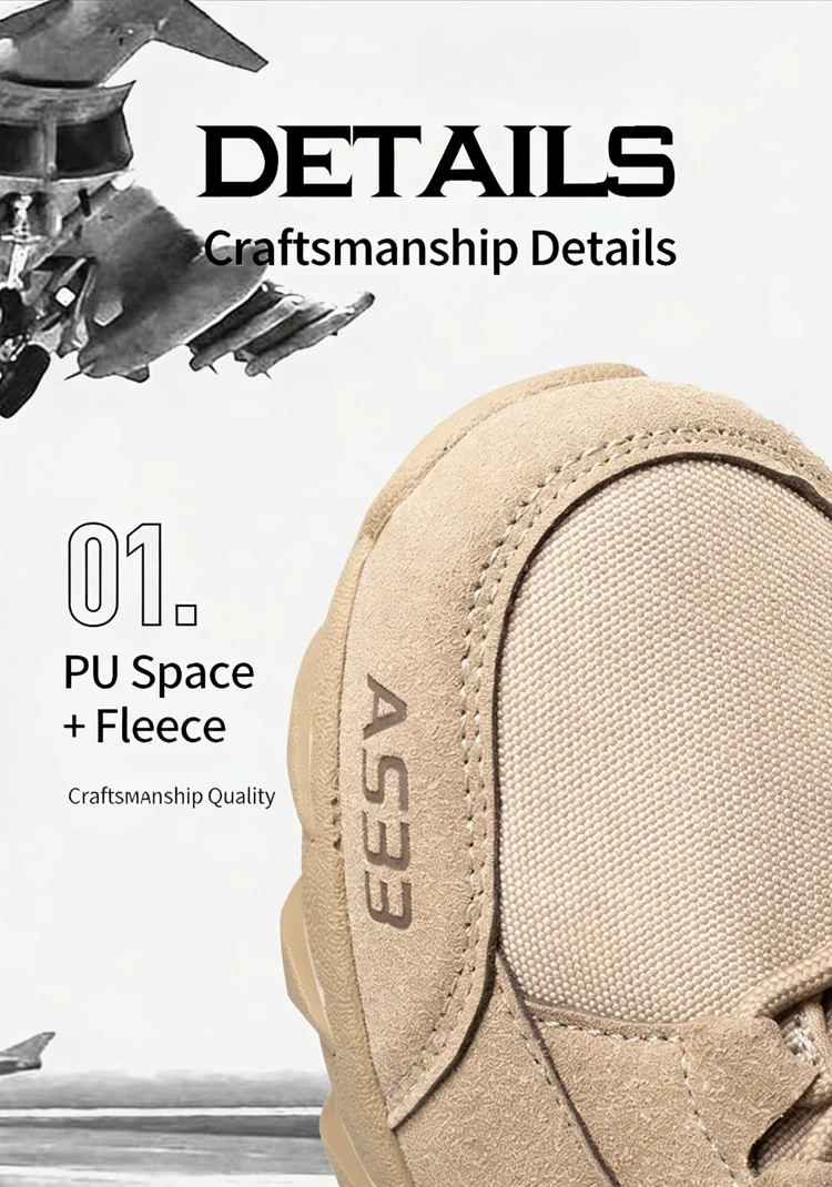 Taktische Kampfstiefel für Herren, Desert-Schnürstiefel, rutschfeste Arbeitsschuhe für den Außenbereich, Militär-Knöchelstiefel, dicke Sohle, große Größe 39–47 – Detail 3