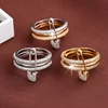 Fashion Stacked Pin Connection Three Layers Designer Ring for Women Personality Zircon Pin Ring Valentine's Day Gift Jewelry 1