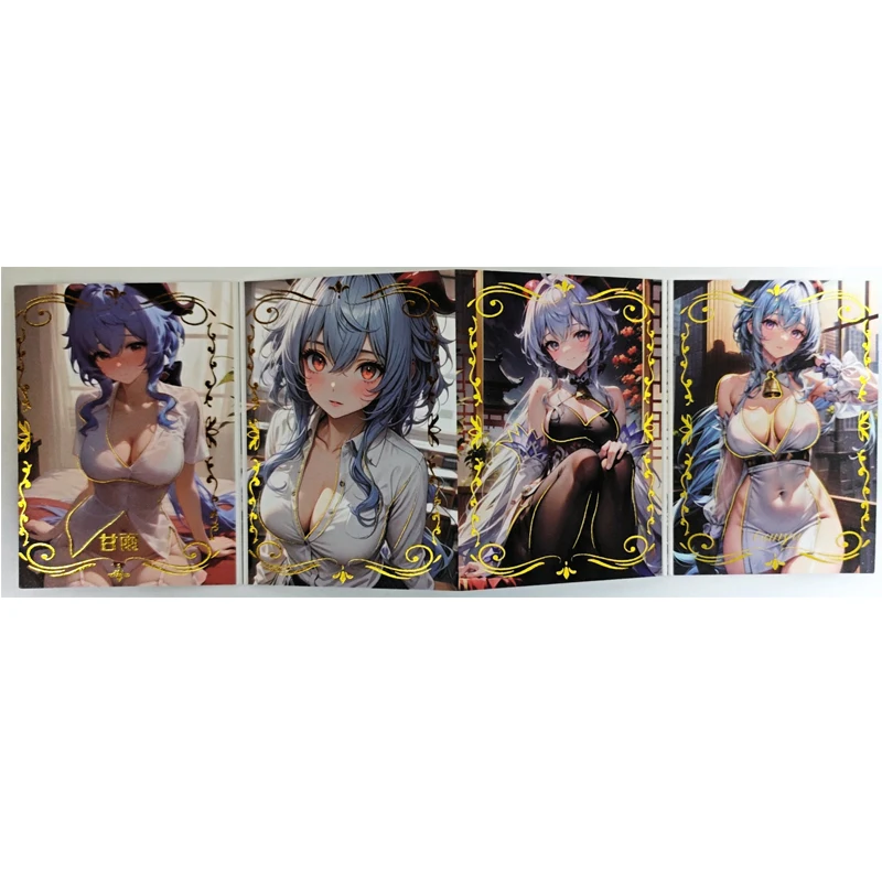 Anime Goddess Story Yae Miko Raiden Shogun Ganyu Furina Quadruple Fold Book Cards Collectible Cards Christmas Birthday Gifts Toy