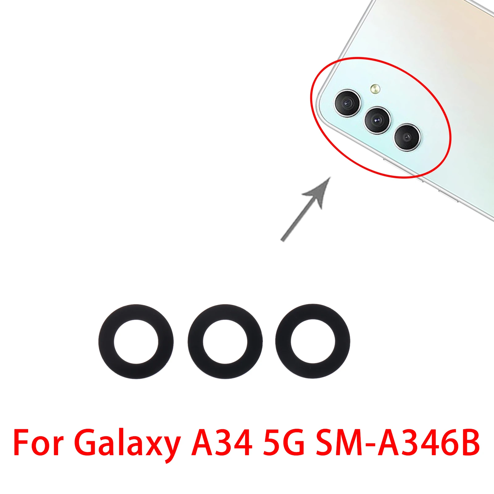 

Для Samsung Galaxy A34 Φ 10pcs Объектив задней камеры