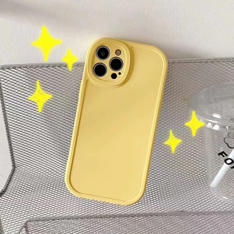 Liquid Silicone Iphone 11 Pro Silicone Case Yellow Anti-Fall