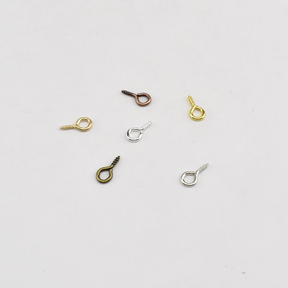 100-200Pcs/lot 4-6mm Screw Eye Pins Bails Charms Pendant Thread Eye Hooks Clasps For Jewelry Making Supplies