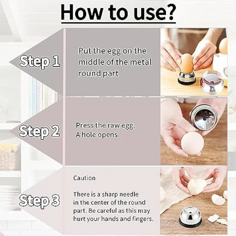 Egg Piercer for Raw Eggs Stainless Steel Needle Punch Hole Puncher for Easy Peeling