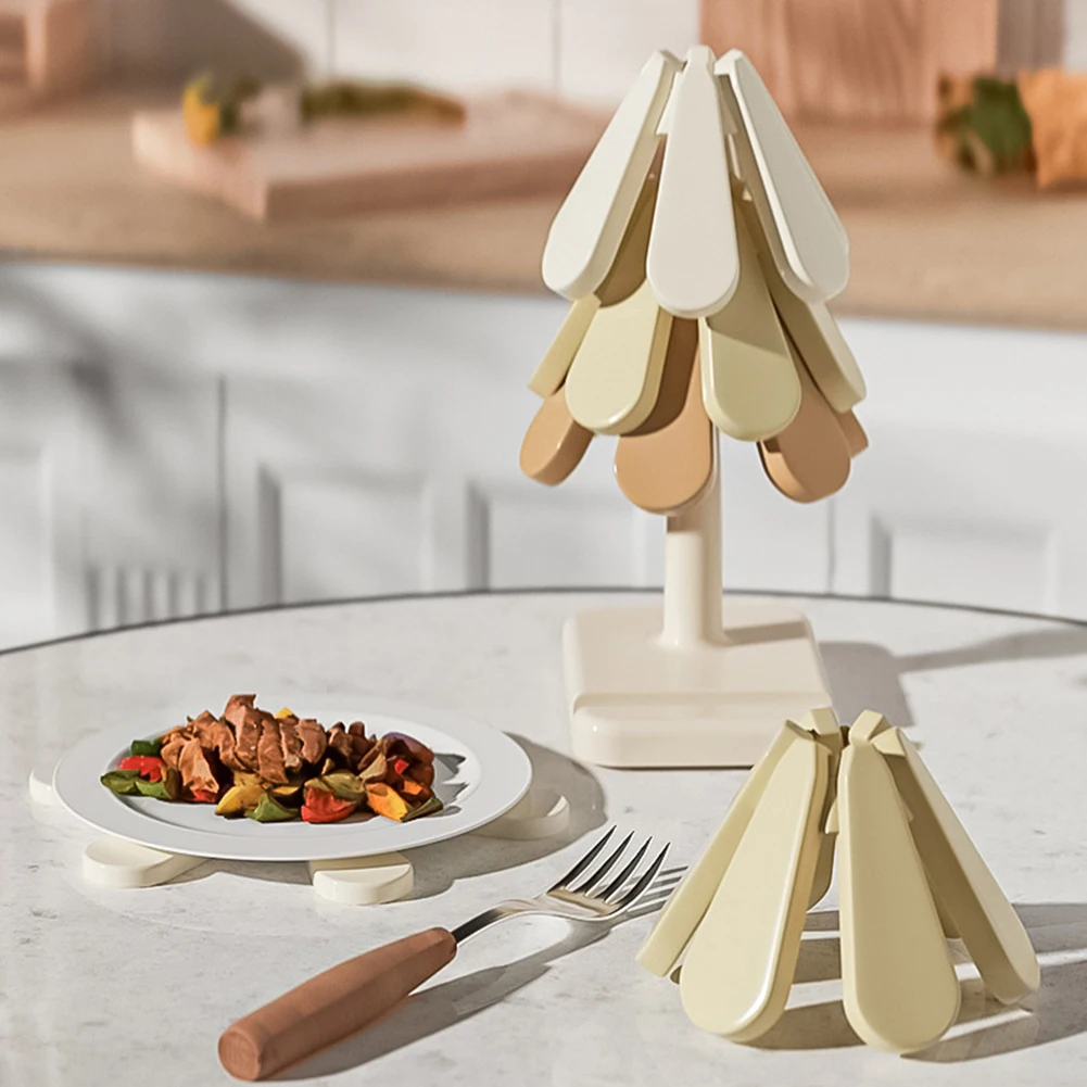 Set Da Regalo 3 Sottobicchieri In Legno Di Noce Fai Da Te Ad Albero Di Natale - Sottopentola Pieghevole Per Pentole Calde, Decorazione Cucina Originale