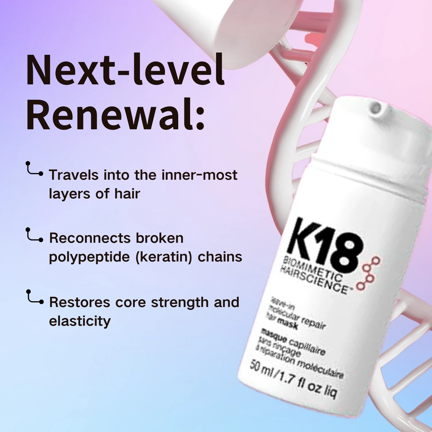 50ML Original K18 Leave-In Conditioner Repair Dry Hair 4 Minutes To Reverse Hair Damage Moisturize,hair conditioner