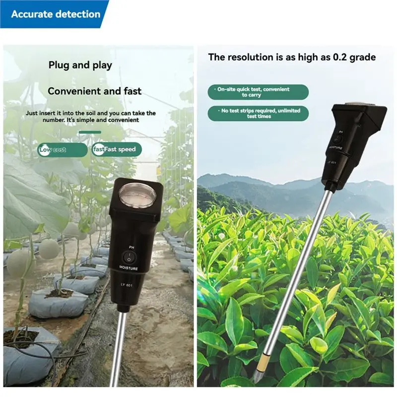 휴대용 토양 테스터 토양 수분 PH 측정기 산도 습도 측정기 토양 PH 측정기 PH 감지기 습도 분석기
