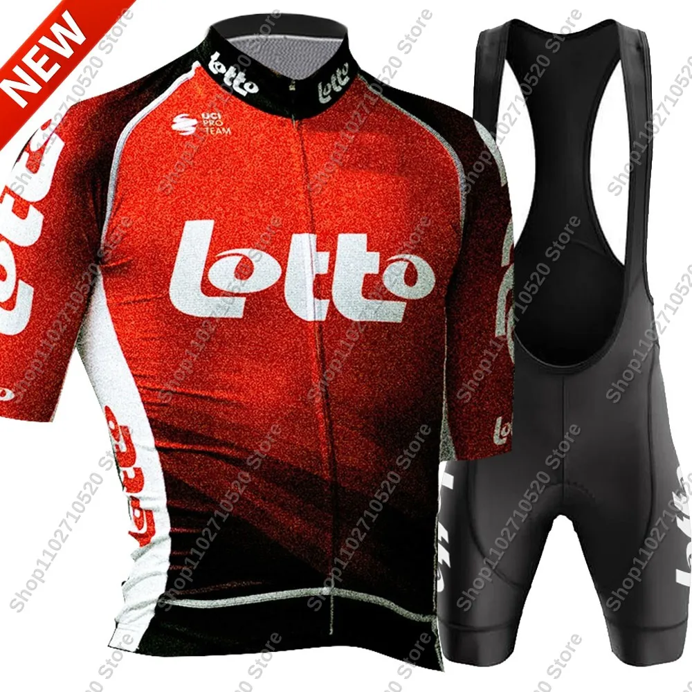 2025 Lotto Team Cycling Jersey Set Summer Cycling Clothing Men's Kit Road Bike Shirts Suit Bicycle Bib Shorts MTB Uniform 2