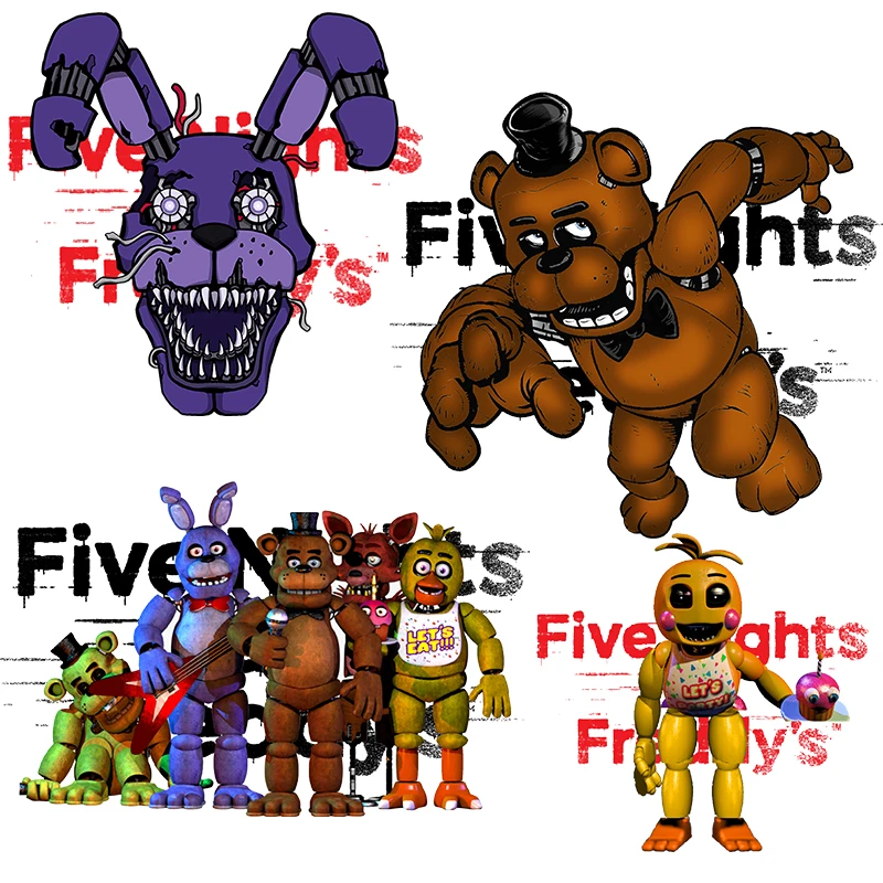 Five Nights at Freddy's Heat Transfer Stickers Patches Clothing T-Shirt  Sweatshirt Iron on Patches FNAF