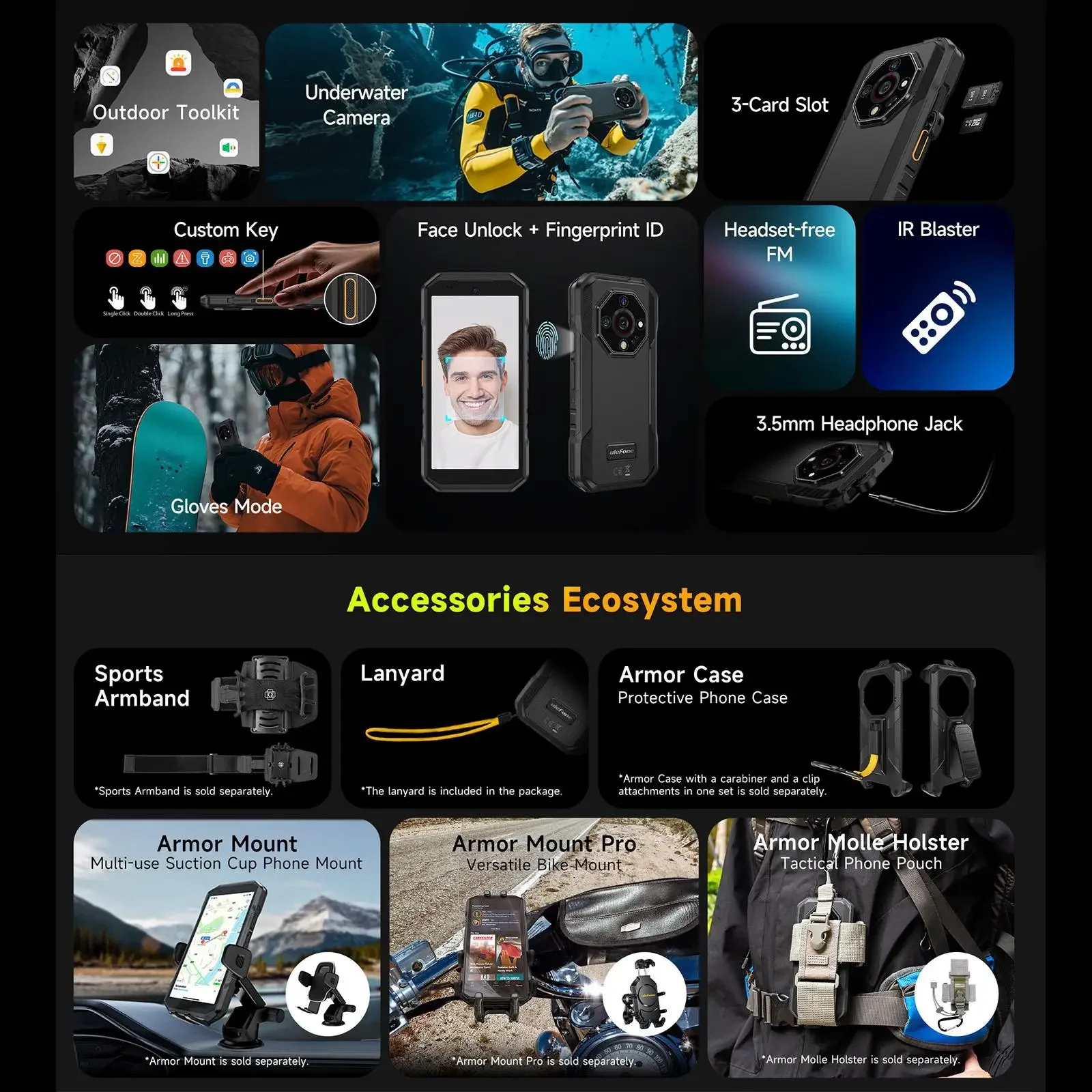 Ulefone Armor X32 Pro 5G Rugged Smartphone Android 14 5.65 Inch 8GB+256GB MediaTek Dimensity 6300 Octa Core Night Vision NFC