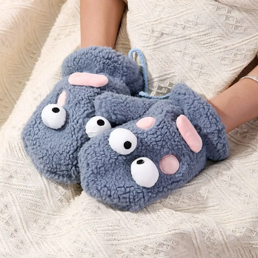 

Coral Fleece Ugly Doll Plush Gloves Full Finger Korean Style Lamb Fleece Gloves Thicken Animals Cartoon Winter Mittens Female