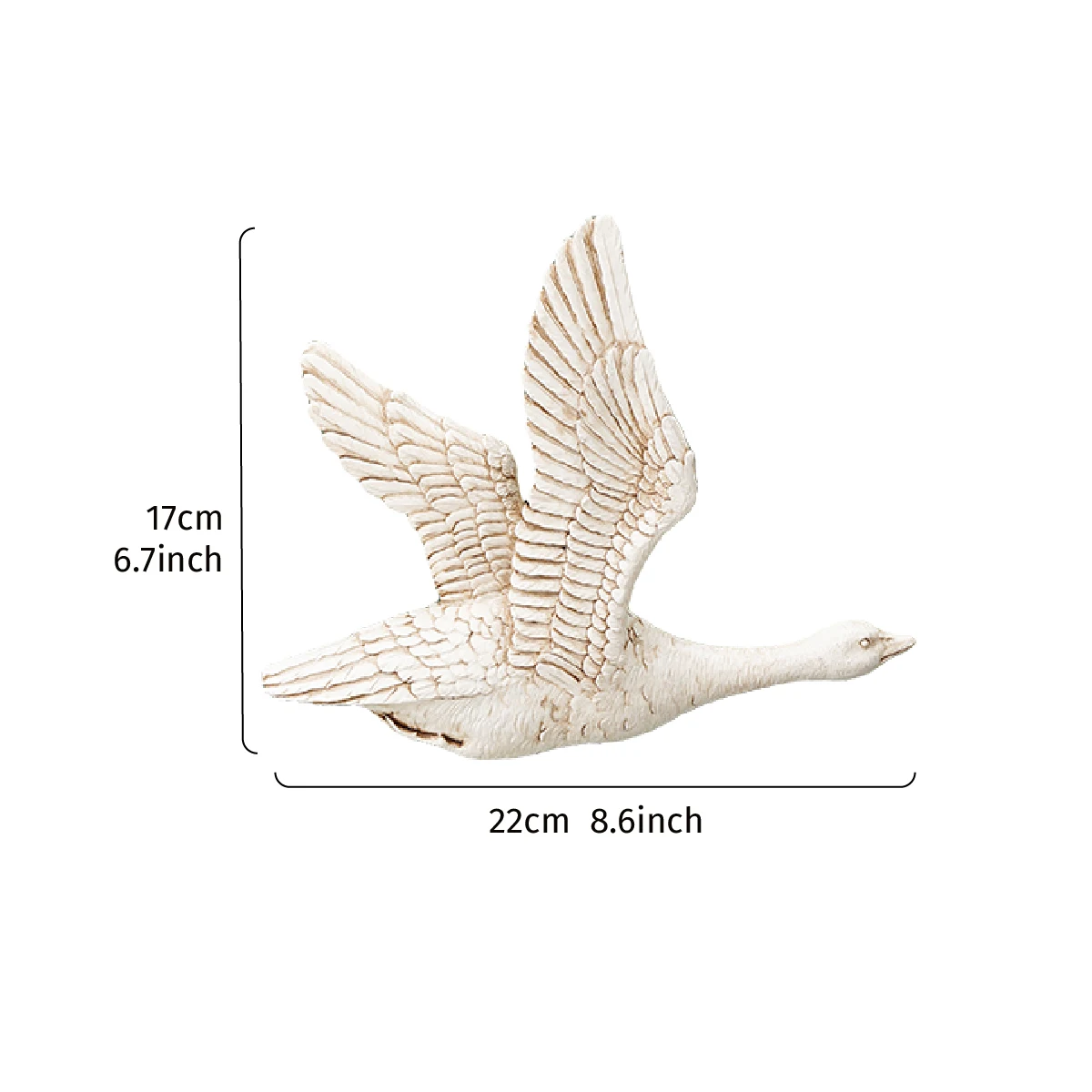 1PC, a home wall decoration in the shape of a wild goose spreading its wings, made of golden and white resin material