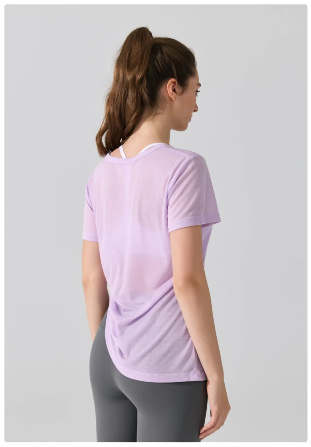 2025, locker sitzendes, kurzärmliges Sport-T-Shirt für Damen – plissiertes Kordelzug-Design – Yoga-Top für Laufen, Fitness und Freizeitkleidung – Detail 17