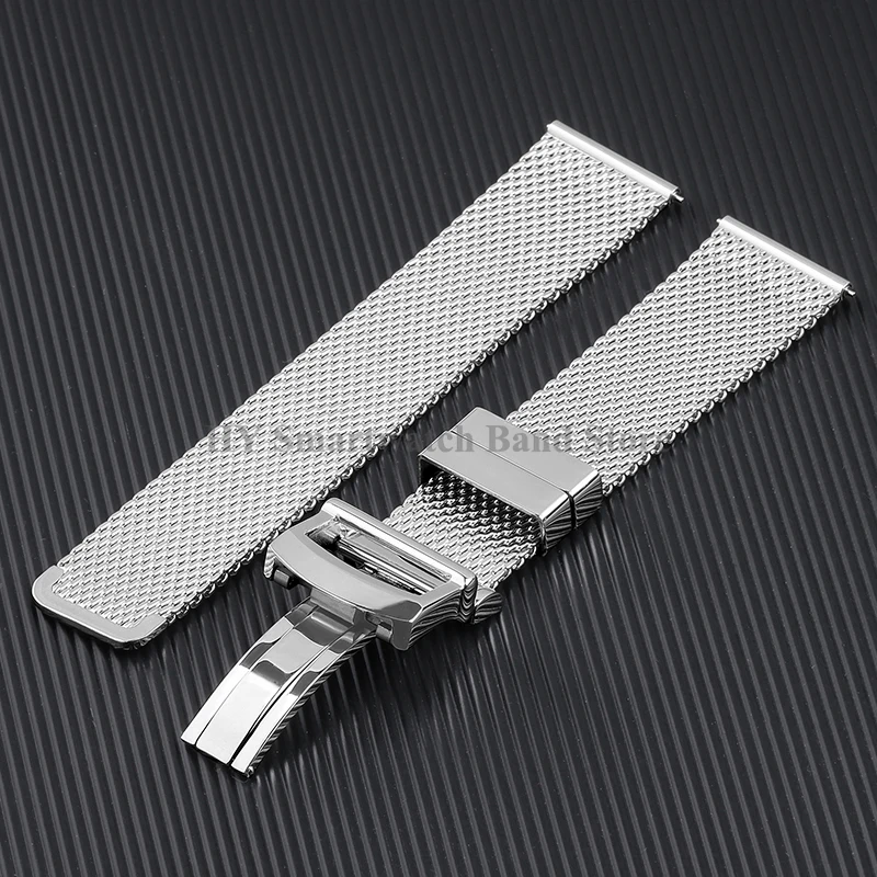 Milanese Mesh Steel Watch Strap with Folding Buckle - Elegant Stainless Steel Watchband