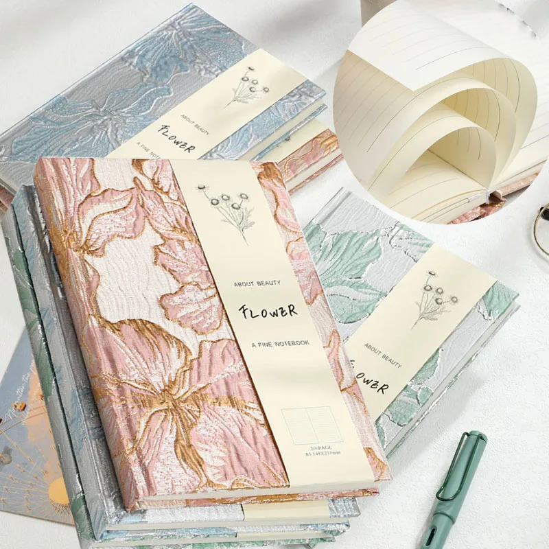 A5 Embossed Lily Gold Hardcover Notebook for Writing and Sketching