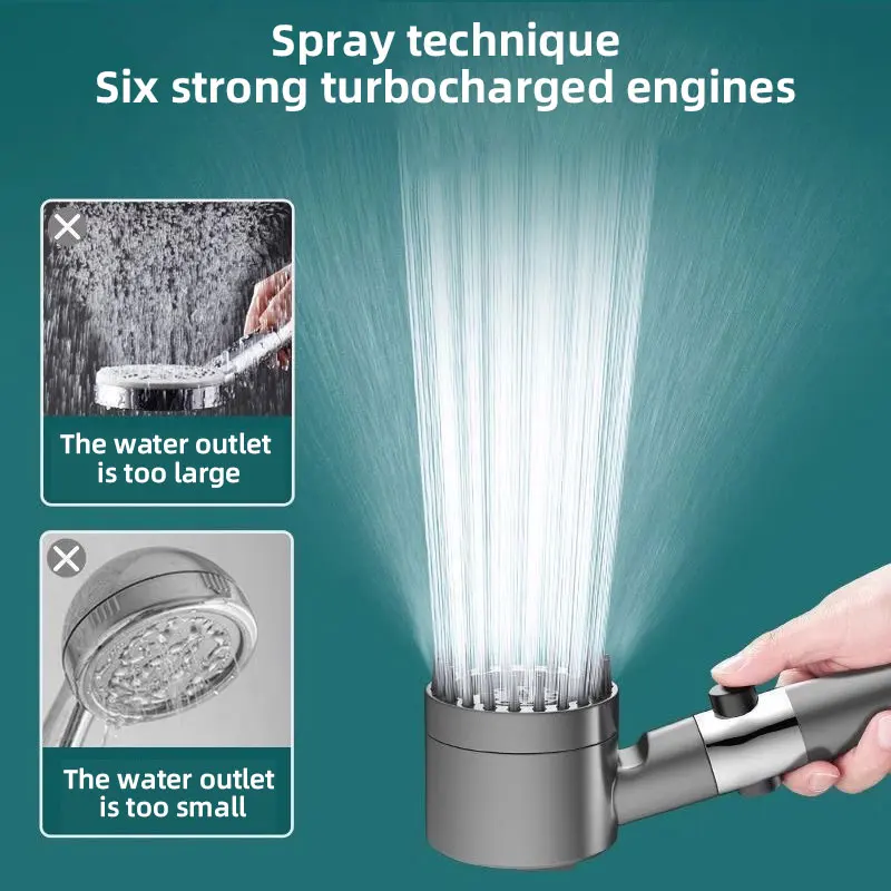 High-pressure Shower Head Adjustable 3-mode Spray with Massage Brush Filter Rain Showerheads Bathroom Shower Faucet Accessories