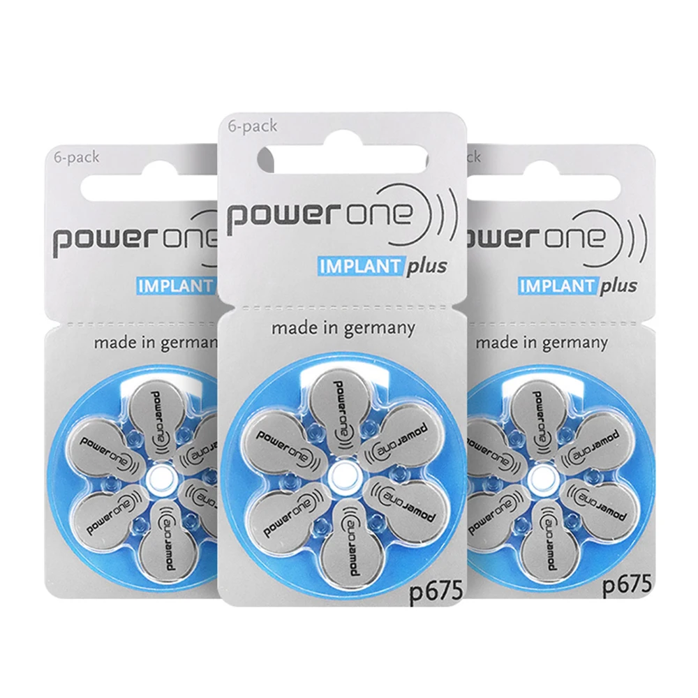 60 PCS NEW Zinc Air 1.45V powerone P675 Zinc Air Hearing Aid Batteries 675A A675 675 PR44 Hearing Aid Battery for BTE CIC RIC OE 5