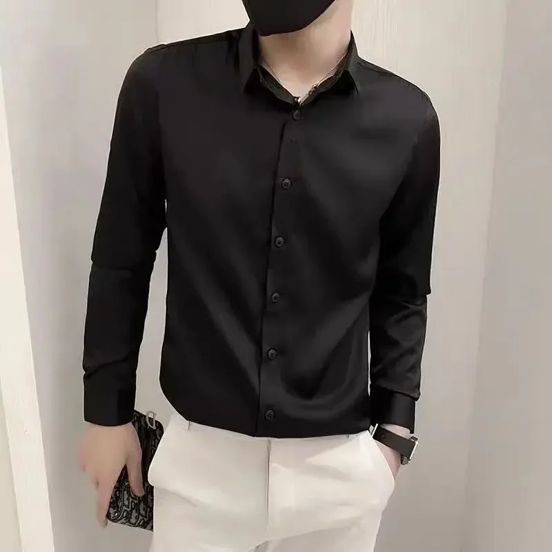 Camisa de hombre blanca lisa de negocios social S Camisas estéticas para hombres Cosas baratas con estilo coreano Verano Elegante Fresco Asia Nuevo en