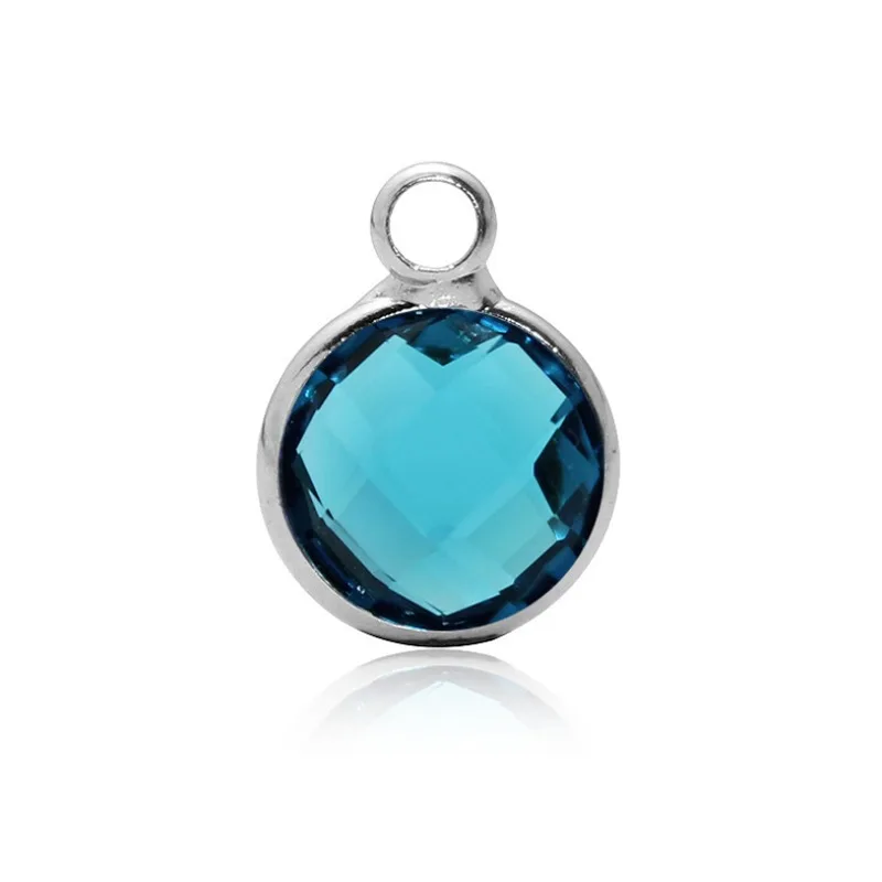 5 stücke Neue Messing Charms Silber Farbe Runde Mehrfarbige Glas Birthstone Anhänger DIY Halskette Ohrringe Schmuck Erkenntnisse 8,6mm Durchmesser. – Detail 8