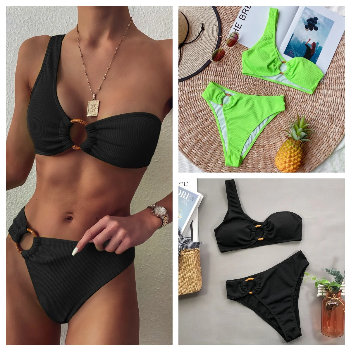 Bikinis Solid Color Swimwear Women Sexy Bikini Set Summer Bathing Suit Micro Thong Biquini