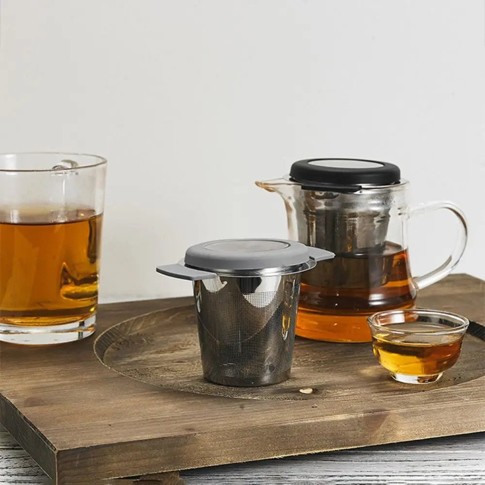 304 Stainless Steel Tea Leak Tea Strainer Double Handle Filter with Lid Infuser with Lid Teapot Cup Hanging tea infuser tea strainer tea filter