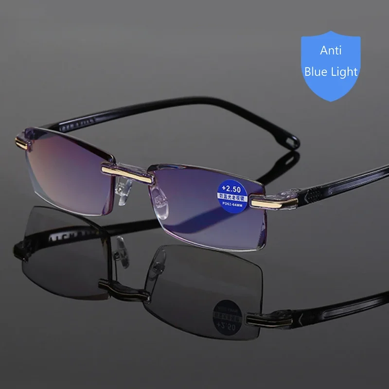 Reading Glasses Men Anti Blue Rays Presbyopia Goggles Women Vintage Rimless Eyewear Diopter +1.0 1.5 2.0 2.5 3.0 3.5 4.0 Окуляри reading glasses