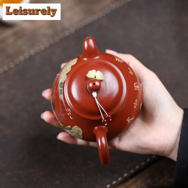 260ml Authentic Yixing Purple Clay Teapots Handmade Pan Pot Raw Ore Dahongpao Mud Kettle Chinese Zisha Teaset For Tea Collection