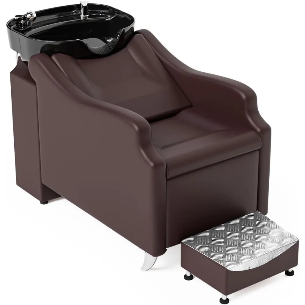 Description Picture 3 of itemShampoo Bowl and Chair,Hair Wash Chair Shampoo Station Deep Ceramic Sink,Backwash Barber Chair Shampoo Unit Beauty Barbershop