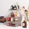 Makeup Organizer Acrylic Wood Vanity Storage Detachable Multifunctional Countertop Cosmetic Holder Space Saving Durable Easy 6