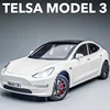 1:24 Tesla Model 3 MODEL X Roadster Tesla Model Y Alloy Toy Car Sound Light Pull Back Children Toy Collectible Birthday gift 1