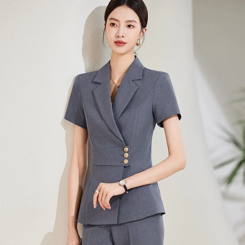 

Slim Fit Suit Women's Summer Thin Short-Sleeved Small High-Grade Sense Temperament Goddess Style Professional Work Clothes