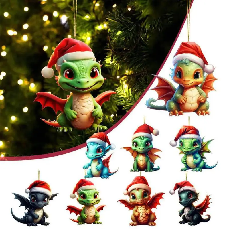 

Acrylic Christmas Dragon Ornament Christmas Tree Ornaments Car Interior Dragon Baby Egg Pendant Decorations Fun Christmas Gifts